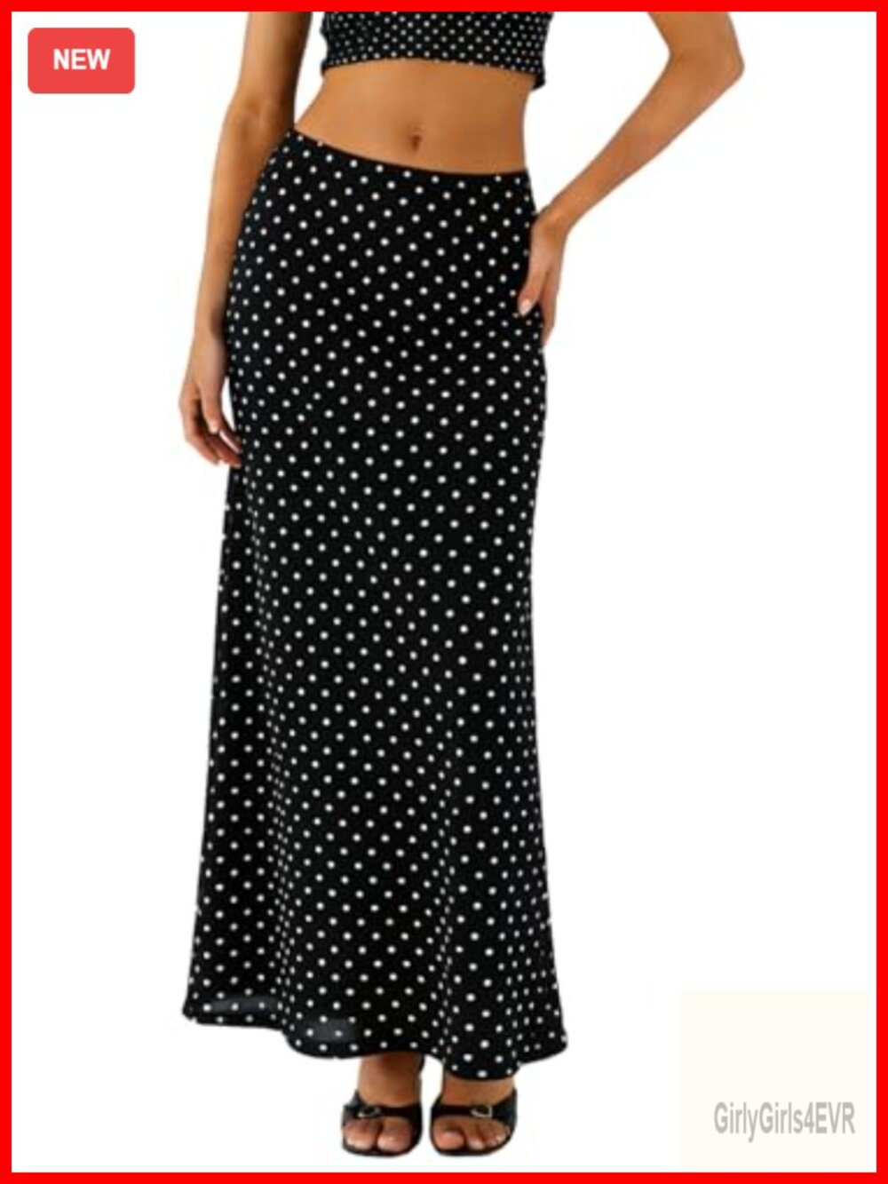 High Waisted Mesh Polka Dot A-Line Maxi Skirt